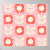 Retro Scandinavisch gestileerde bloemnaadloos Poster (Voorkant)