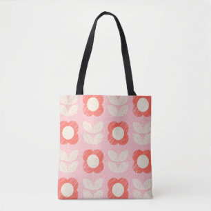 Retro Scandinavisch gestileerde bloemnaadloos Tote Bag
