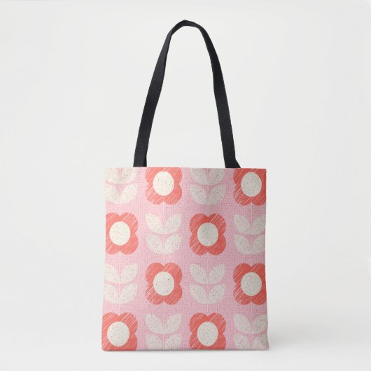 Retro Scandinavisch gestileerde bloemnaadloos Tote Bag (Voorkant)