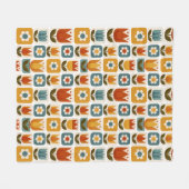 Retro Scandinavisch Tulp Bloemmotief Fleece Deken (Voorkant (Horizontaal))