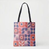 Retro Scandinavische bloemennaadloze elementen Tote Bag (Voorkant)