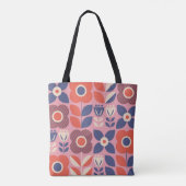 Retro Scandinavische bloemennaadloze elementen Tote Bag (Achterkant)