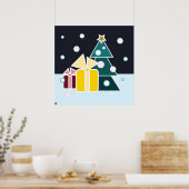 Retro Scandinavische Kerstboom Cadeaus Kunst Poster (Keuken)