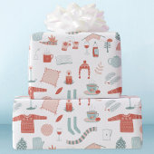 Retro Scandinavische Kerstmis Cadeaupapier