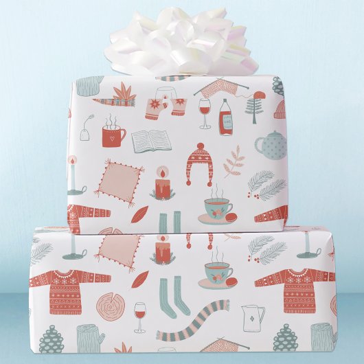 Retro Scandinavische Kerstmis Cadeaupapier