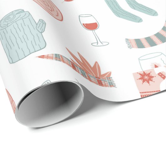 Retro Scandinavische Kerstmis Cadeaupapier (Rol Hoek)