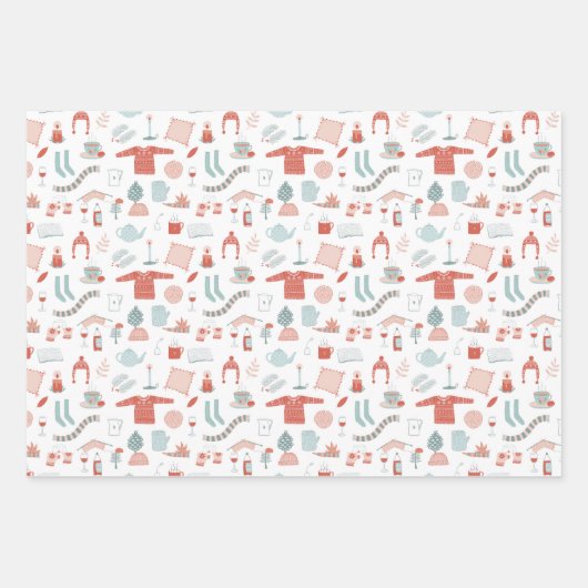 Retro Scandinavische Kerstmis Inpakpapier Vel (Voorkant 3)