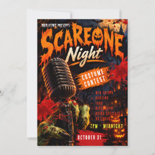 Retro Scareoke Halloween Karaoke Feest Uitnodiging
