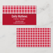 Retro Scarlet Red Gingham; geruit Visitekaartje (Voorkant / Achterkant)