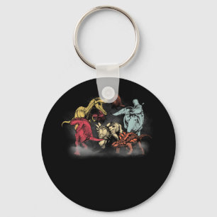  Retro Scary Dinosaur Horror T-Shirt Sleutelhanger