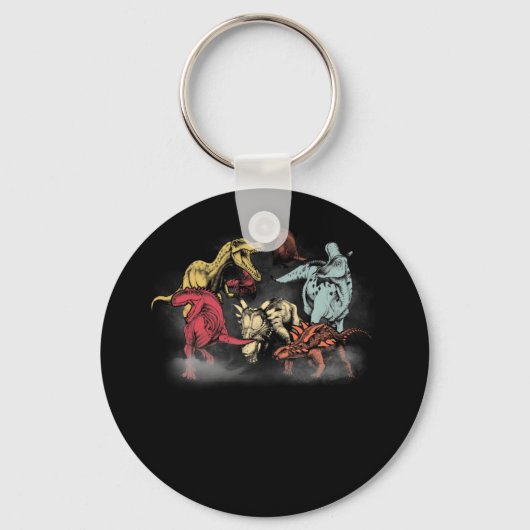 Retro Scary Dinosaur Horror T-Shirt Sleutelhanger (Voorkant)