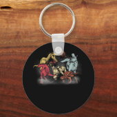 Retro Scary Dinosaur Horror T-Shirt Sleutelhanger (Voorkant)
