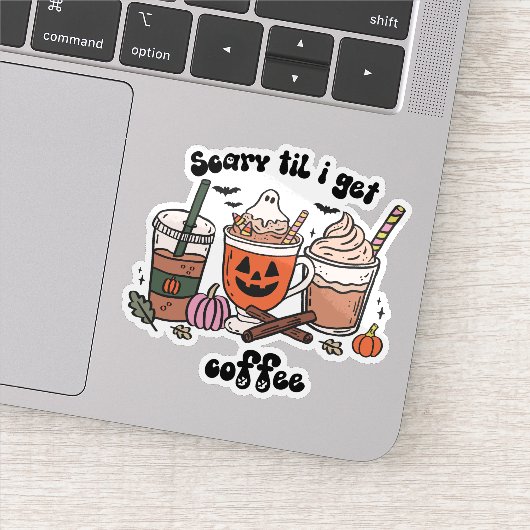 Retro Scary Tot ik koffie krijg Halloween Sticker (Detail)