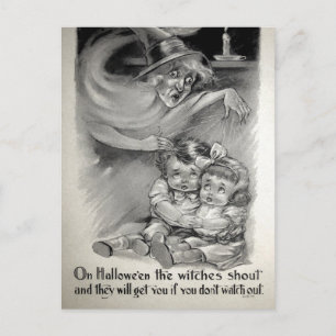 Retro Scary Witch Briefkaart