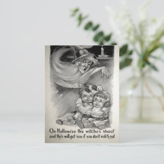 Retro Scary Witch Briefkaart (Staand voorkant)