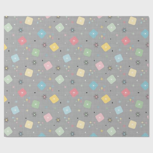 Retro Scattered Atomic Star Explosions Patroon Cadeaupapier (Vlak)