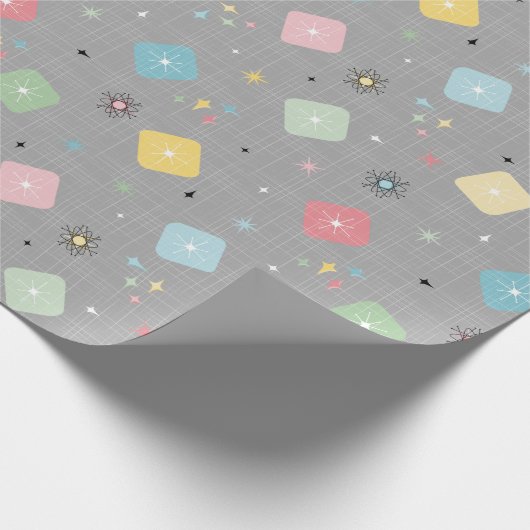 Retro Scattered Atomic Star Explosions Patroon Cadeaupapier (Hoek)