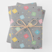 Retro Scattered Atomic Star Explosions Patroon Inpakpapier Vel (In situ)