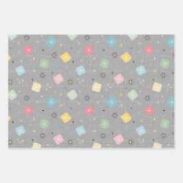 Retro Scattered Atomic Star Explosions Patroon Inpakpapier Vel