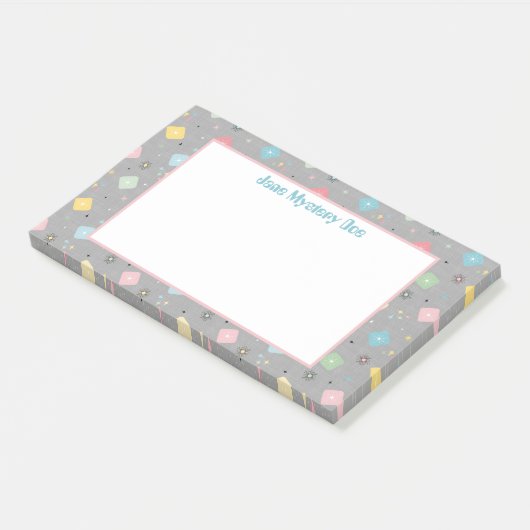 Retro Scattered Atomic Star Explosions Patroon Post-it® Notes (Schuin)