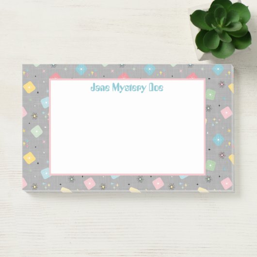 Retro Scattered Atomic Star Explosions Patroon Post-it® Notes (Kantoor)