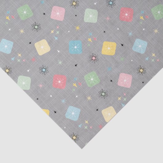 Retro Scattered Atomic Star Explosions Patroon Tissuepapier (Detail)