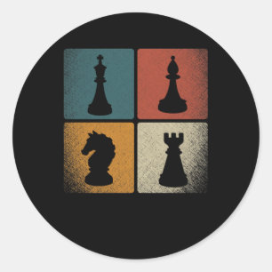 Retro schaakstukken Crew  schaakliefhebber Ronde Sticker