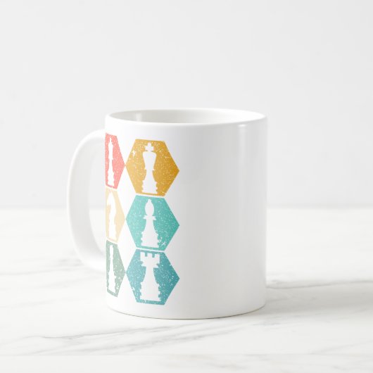 Retro  schaakstukken Sunset Koffiemok (Voorkant links)