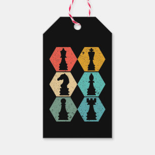 Retro  Schaakstukken Sunset Poster Cadeaulabel
