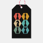 Retro Schaakstukken Sunset Poster Cadeaulabel (Achterkant)
