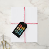 Retro Schaakstukken Sunset Poster Cadeaulabel (Met Touw)