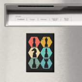 Retro  Schaakstukken Sunset Poster Magneet (Insitu (Vaatwasser))