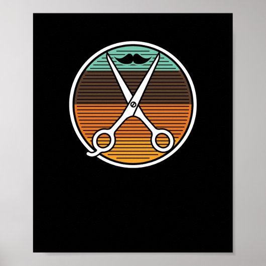 Retro  schaar Barbers Haarstylist Poster (Voorkant)