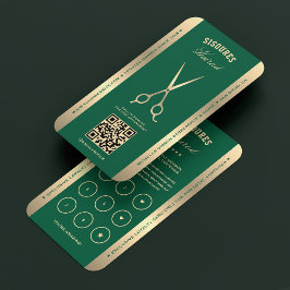 Retro Schaar Hunter Green Barber Loyaliteit Visitekaartje