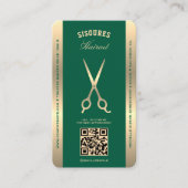 Retro Schaar Hunter Green Barber Loyaliteit Visitekaartje (Voorkant)