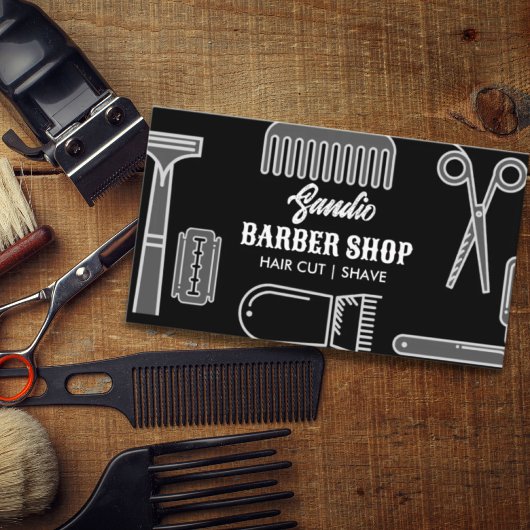 Retro schaar kam salon kapster kapperszaak visitekaartje