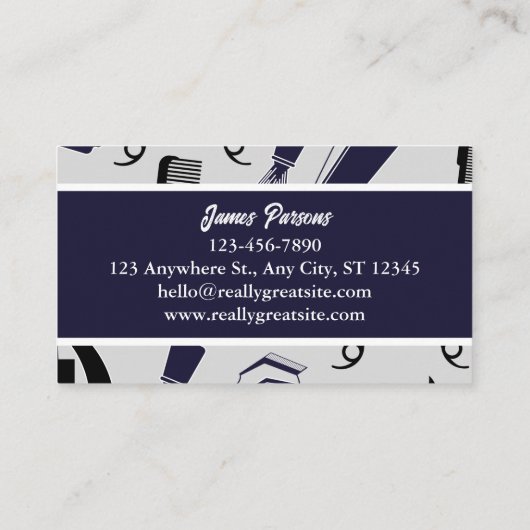 Retro schaar kam salon kapster kapperszaak visitekaartje (Achterkant)