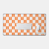 Retro Schaar Oranje Geruit Aangepaste Naam Groot Bureaumat (Keyboard & Muis)