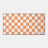 Retro Schaar Oranje Geruit Aangepaste Naam Groot Bureaumat (Voorkant)