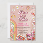 Retro Schaats Five is een vibe groovy verjaardag Kaart (Voorkant)