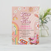 Retro Schaats Five is een vibe groovy verjaardag Kaart (Staand voorkant)