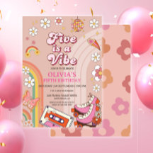 Retro Schaats Five is een vibe groovy verjaardag