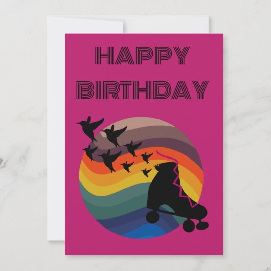 Retro Schaats gratis Feestdagenkaart (Voorkant)