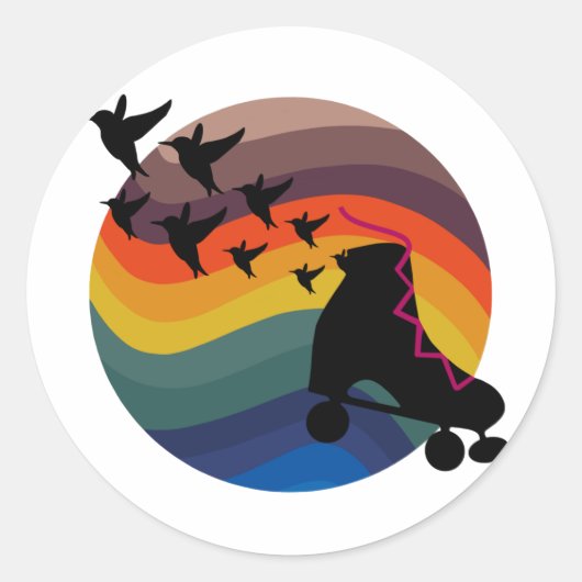 Retro Schaats gratis Ronde Sticker (Voorkant)