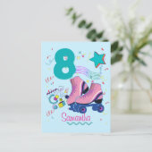 Retro Schaats Verjaardagsmeisje Schaatsen Briefkaart (Staand voorkant)