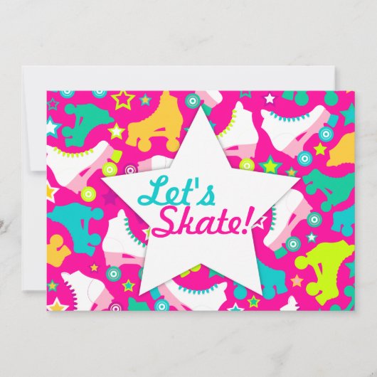 Retro Schaatsen Aangepaste Uitnodiging "Laten we S (Voorkant)