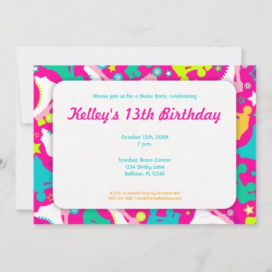 Retro Schaatsen Aangepaste Uitnodiging "Laten we S (Achterkant)