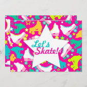 Retro Schaatsen Aangepaste Uitnodiging "Laten we S (Voorkant / Achterkant)