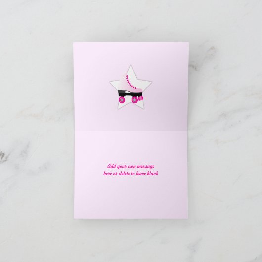 Retro Schaatsen "danken u" Hete Roze Douane Bedankkaart (Binnen)