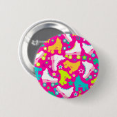 Retro Schaatsen Hot Pink Button Pin (Voorkant /achterkant)